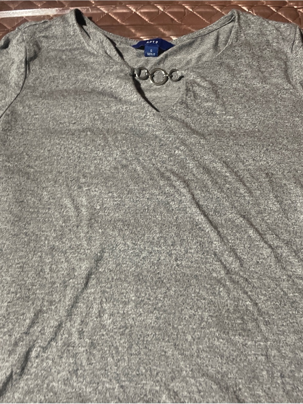 Apt. 9 Men's Heather Gray Short-Sleeve Tee with Metal Ring Accent
